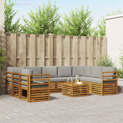 Outdoor-Sofagarnitur 10 stk. Natur und Hellgrau