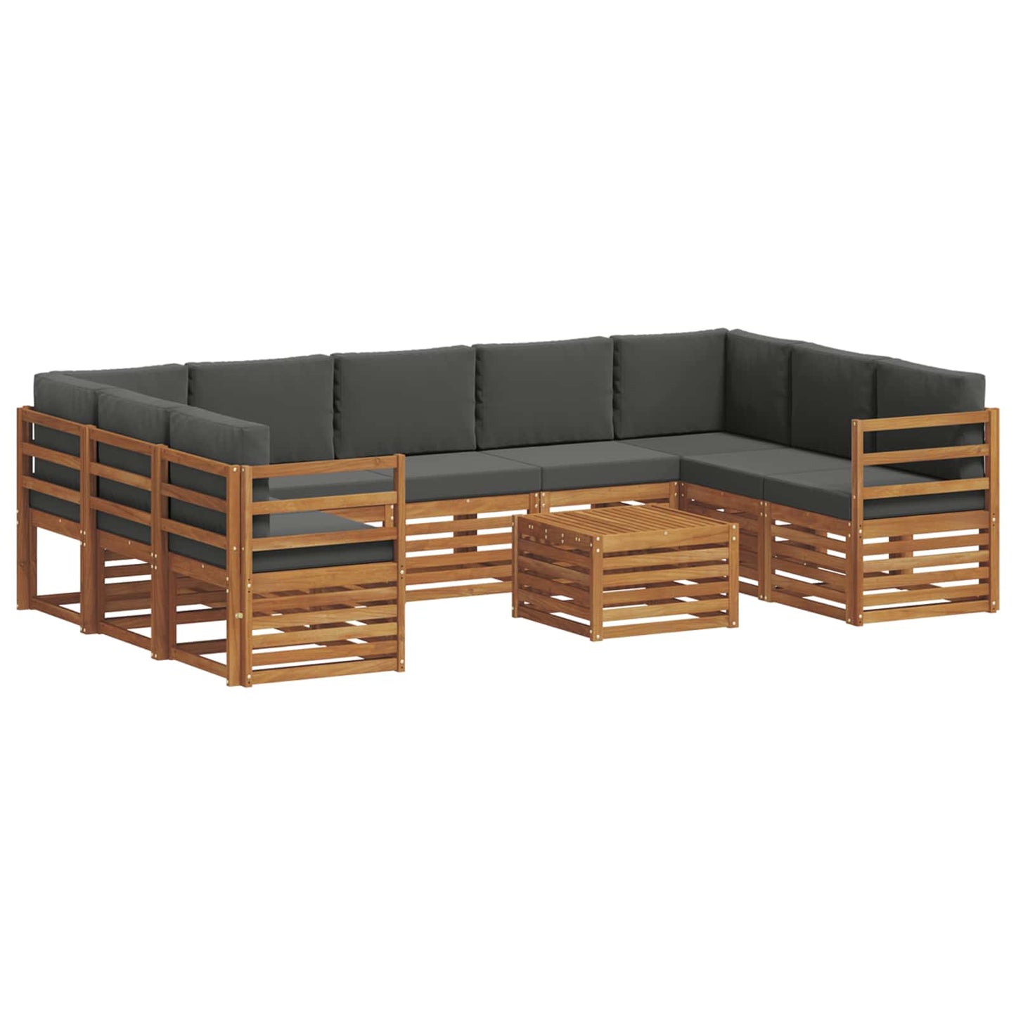 Sofagarnituren 10 pcs Natur und Anthrazit Massivholz Akazie
