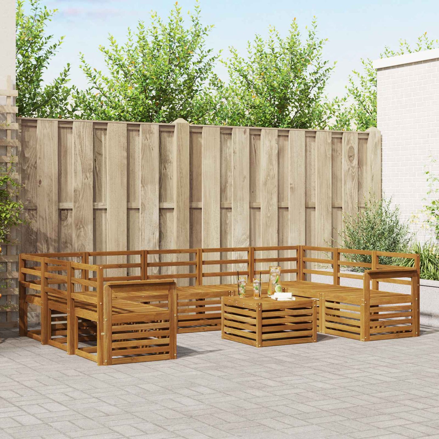 Sofagarnituren 10 pcs Natur Massivholz Akazie