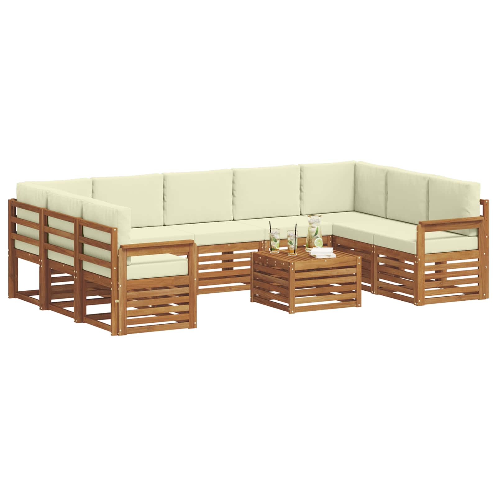 Outdoor-Sofagarnitur 10 stk. Natur und Creme