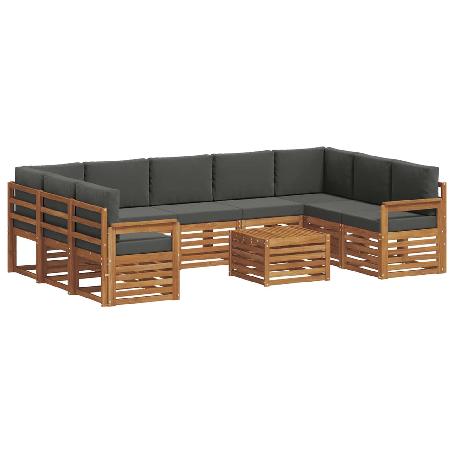 Sofagarnituren 10 pcs Natur und Anthrazit Massivholz Akazie