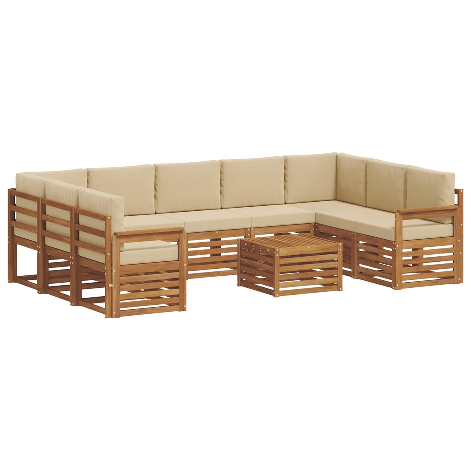 Outdoor-Sofagarnitur 10 stk. Natur und Beige
