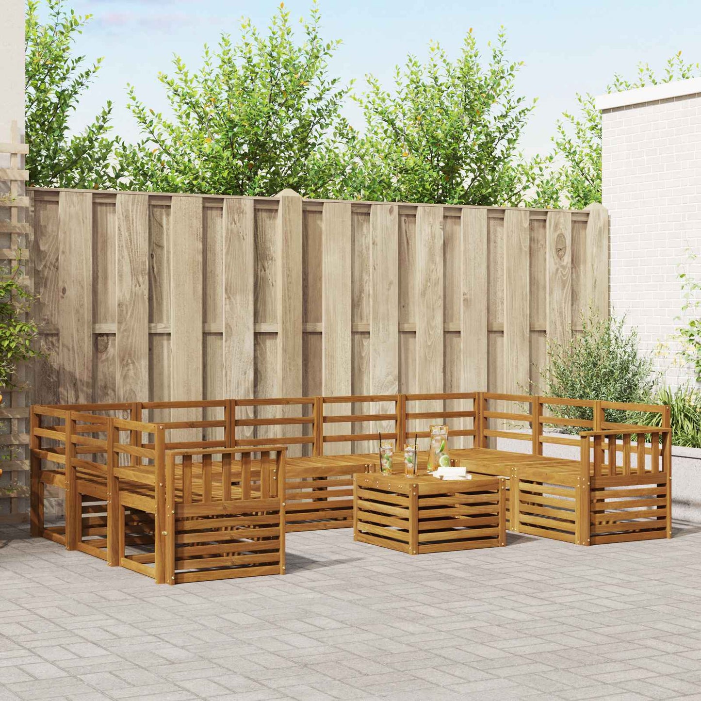 Sofagarnituren 10 pcs Natur Massivholz Akazie