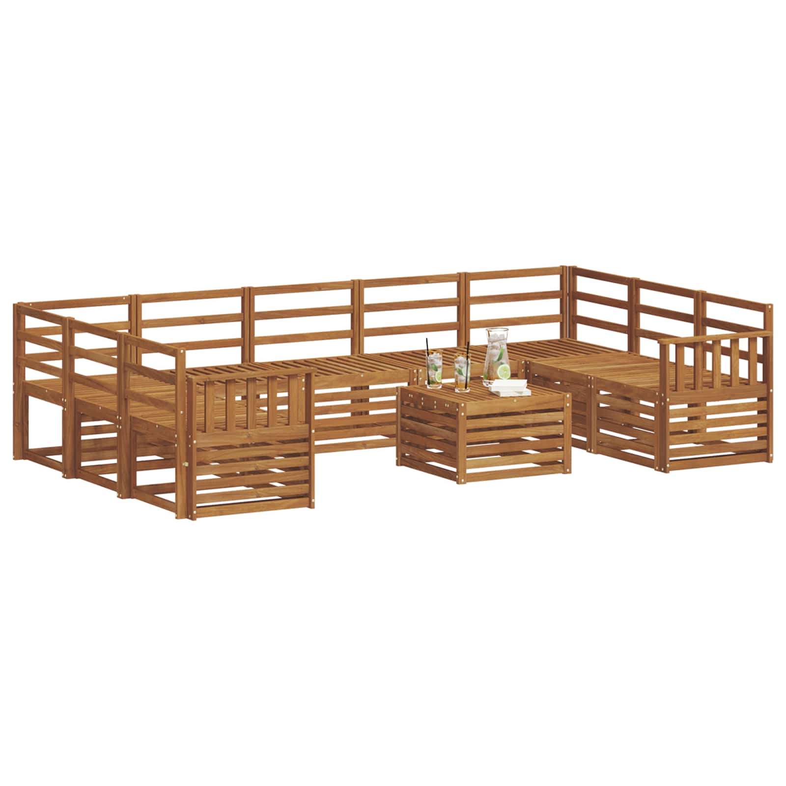 Sofagarnituren 10 pcs Natur Massivholz Akazie