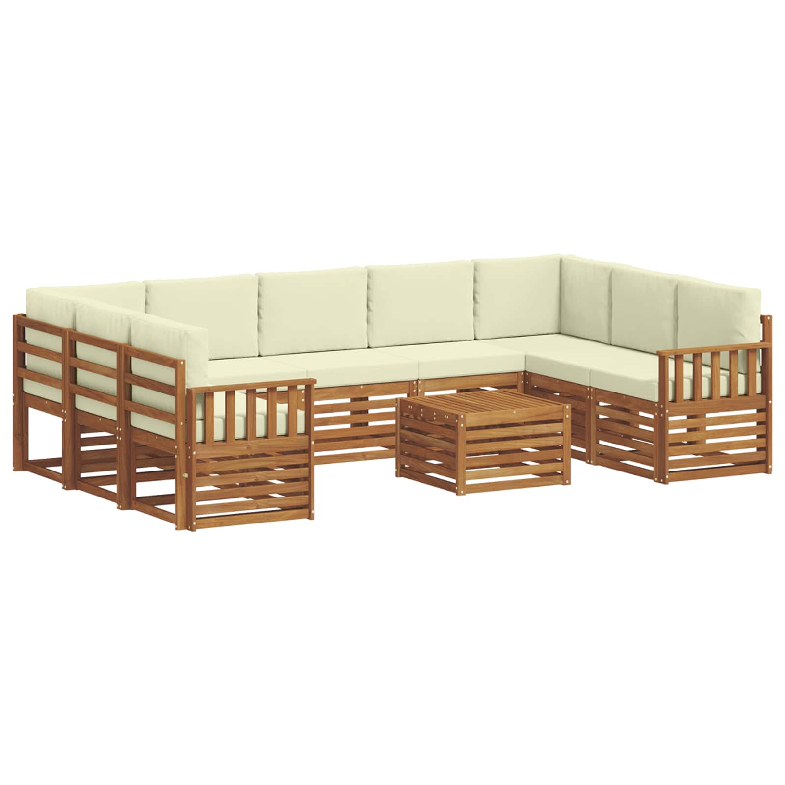 Sofagarnituren 10 pcs Natur und Creme Massivholz Akazie
