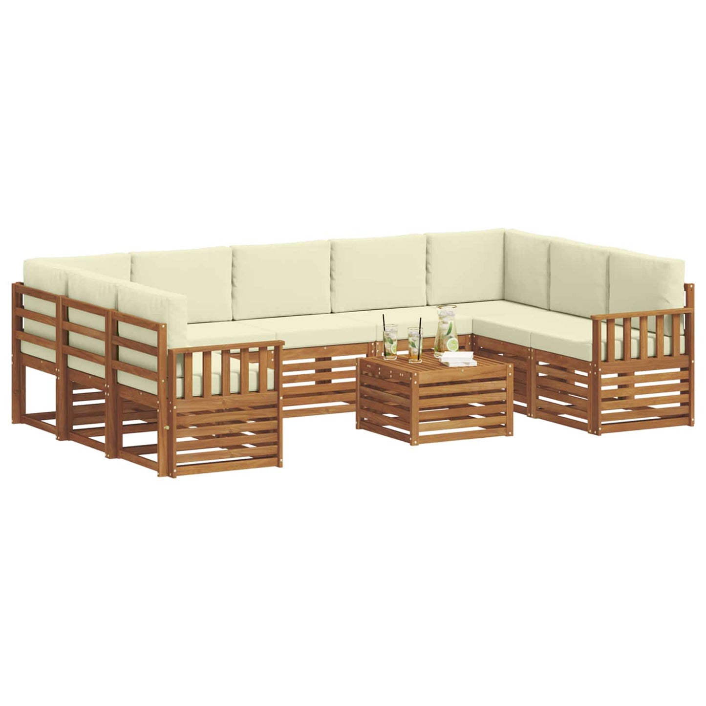 Sofagarnituren 10 pcs Natur und Creme Massivholz Akazie