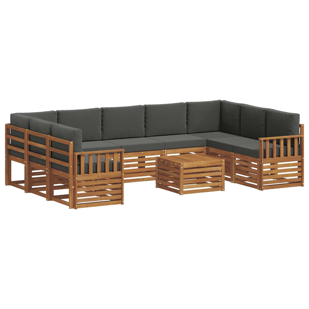 Outdoor-Sofagarnitur 10 stk. Natur und Anthrazit