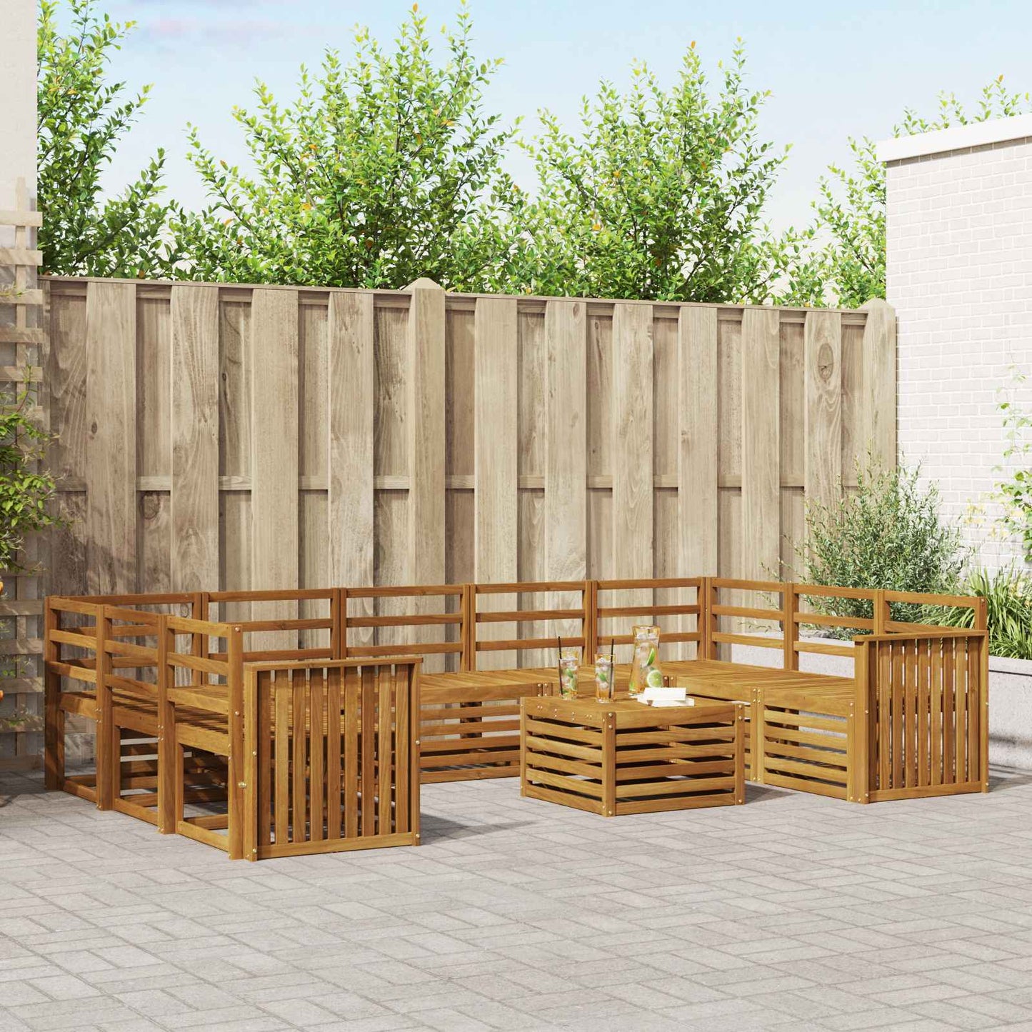 Sofagarnituren 10 pcs Natur Massivholz Akazie