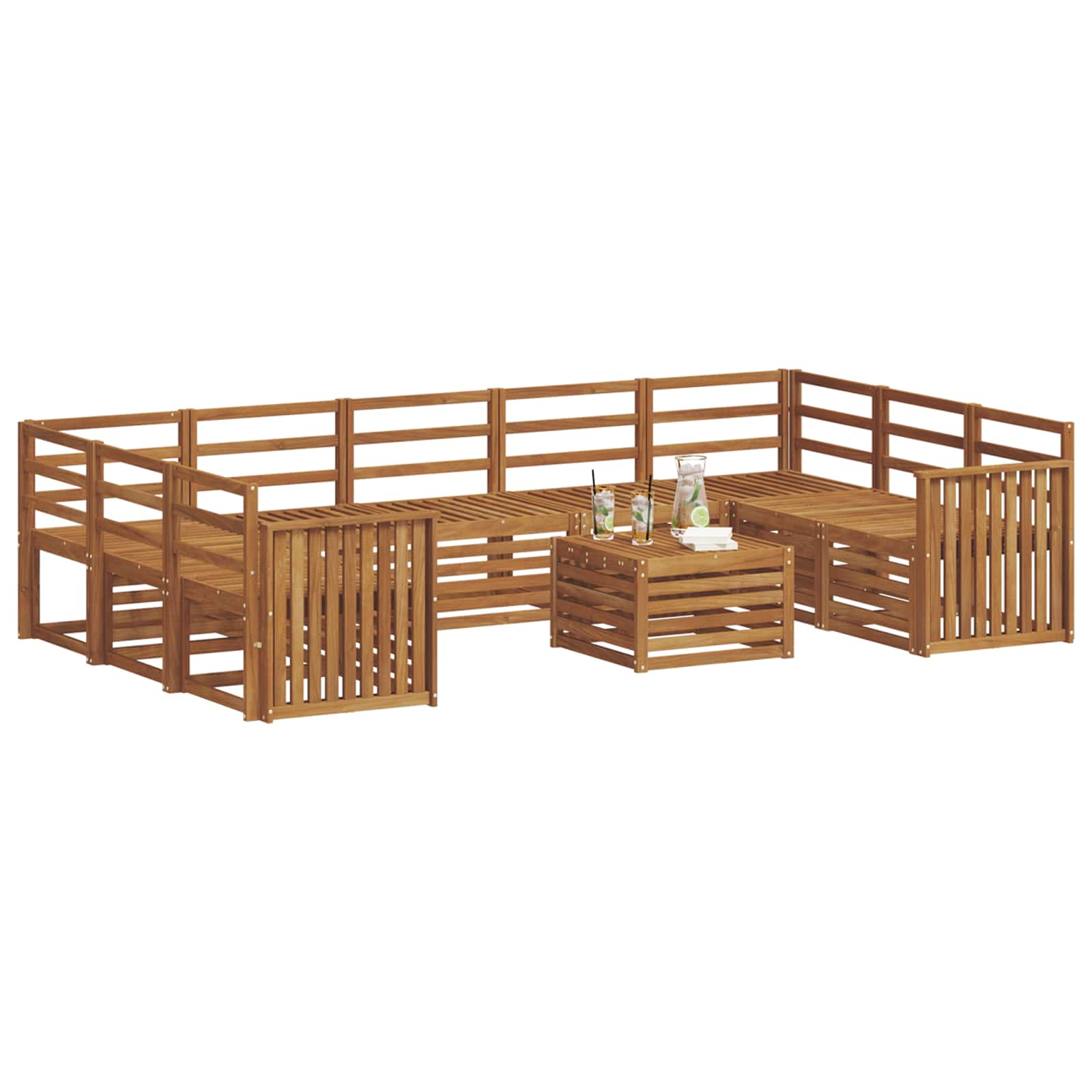 Sofagarnituren 10 pcs Natur Massivholz Akazie