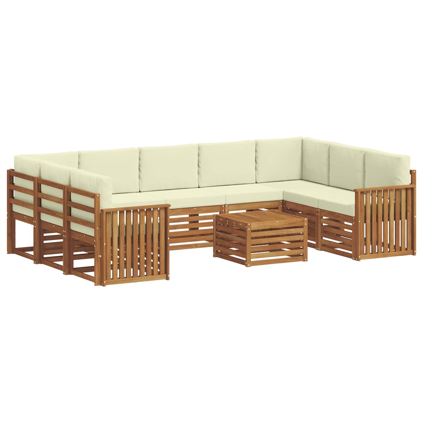 Sofagarnituren 10 pcs Natur und Creme Massivholz Akazie