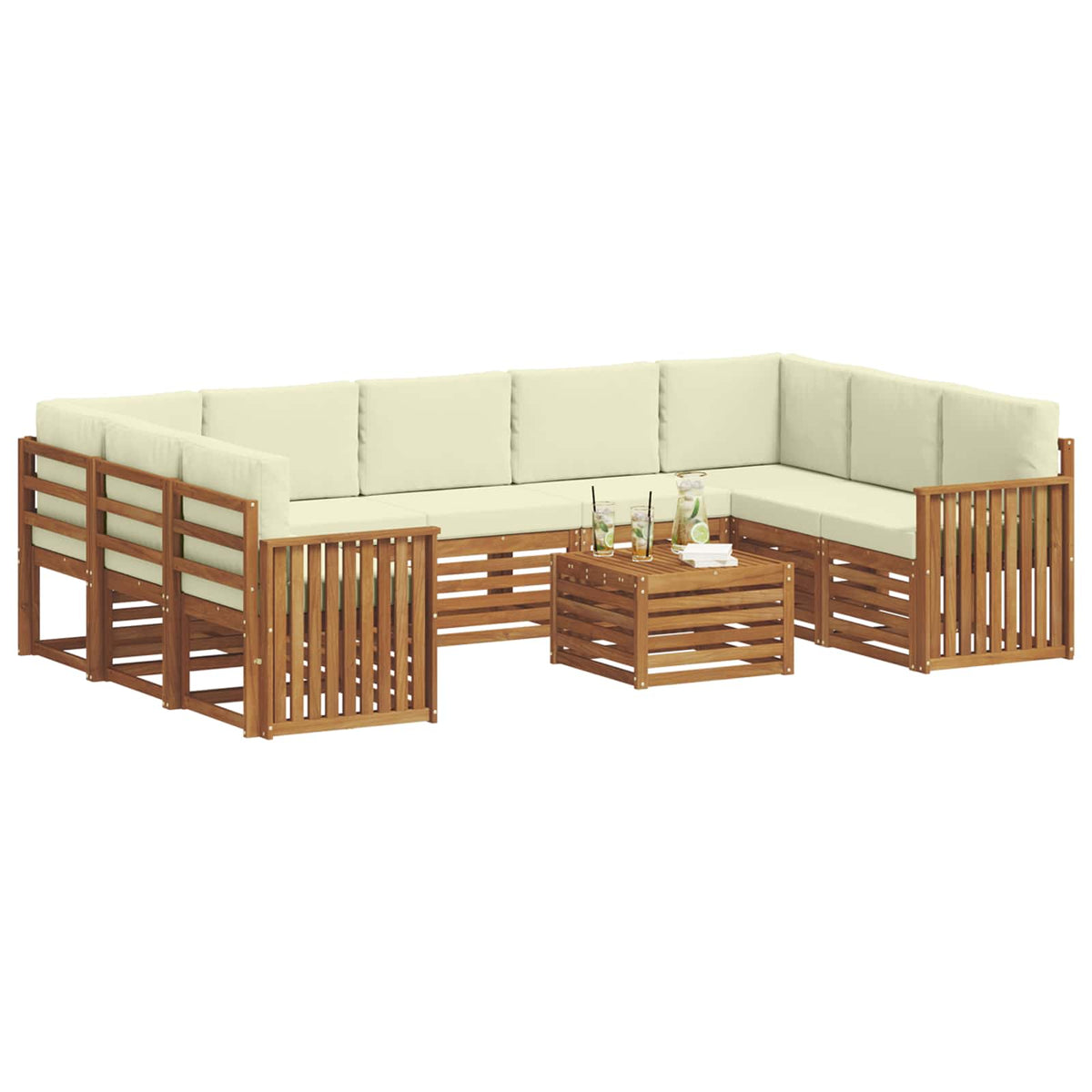 Outdoor-Sofagarnitur 10 stk. Natur und Creme