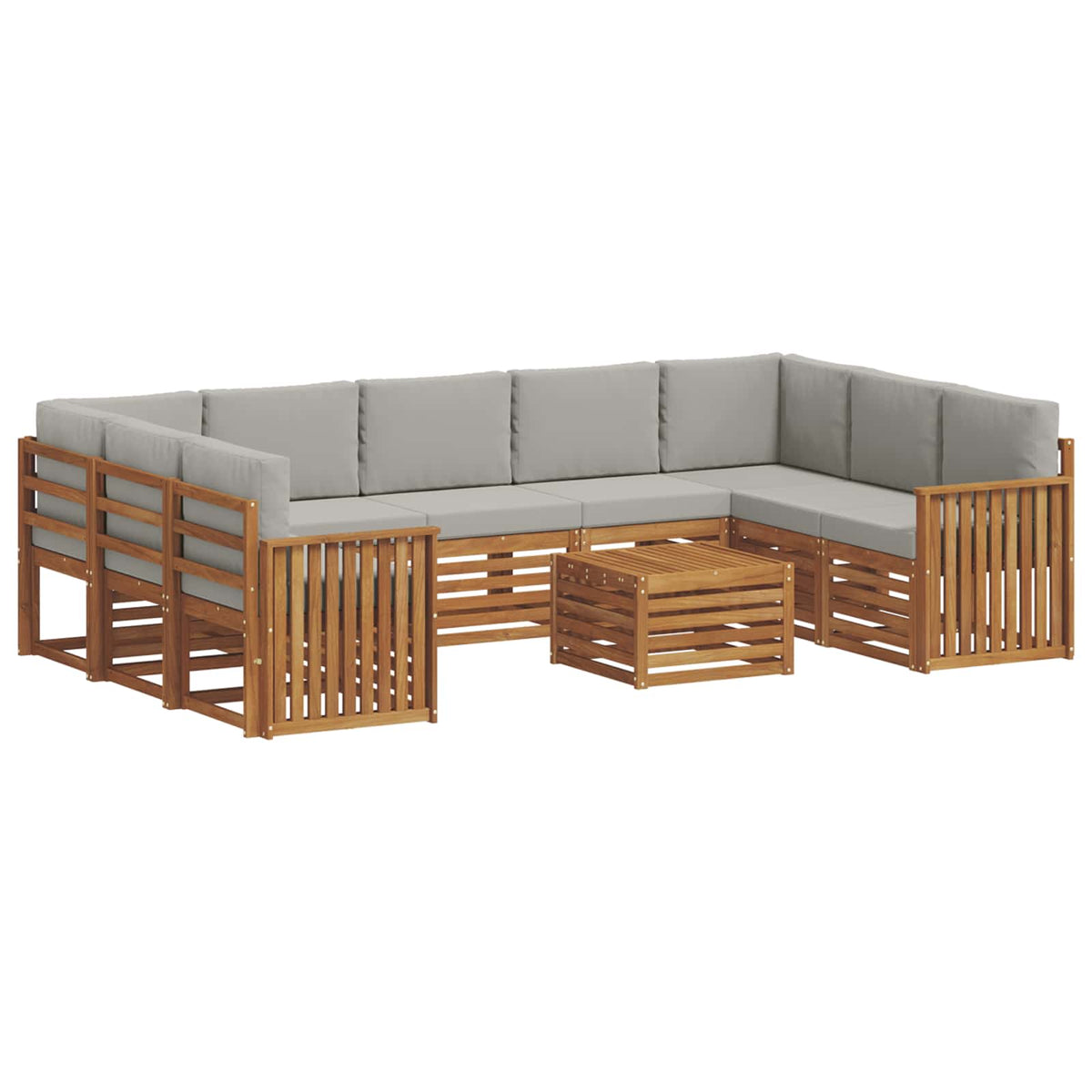 Outdoor-Sofagarnitur 10 stk. Natur und Hellgrau