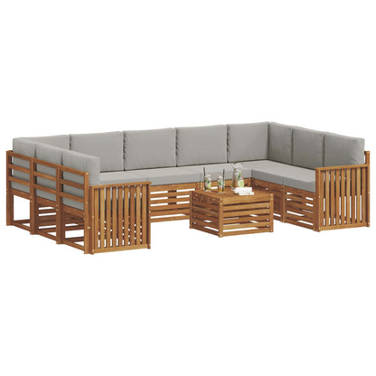 Outdoor-Sofagarnitur 10 stk. Natur und Hellgrau