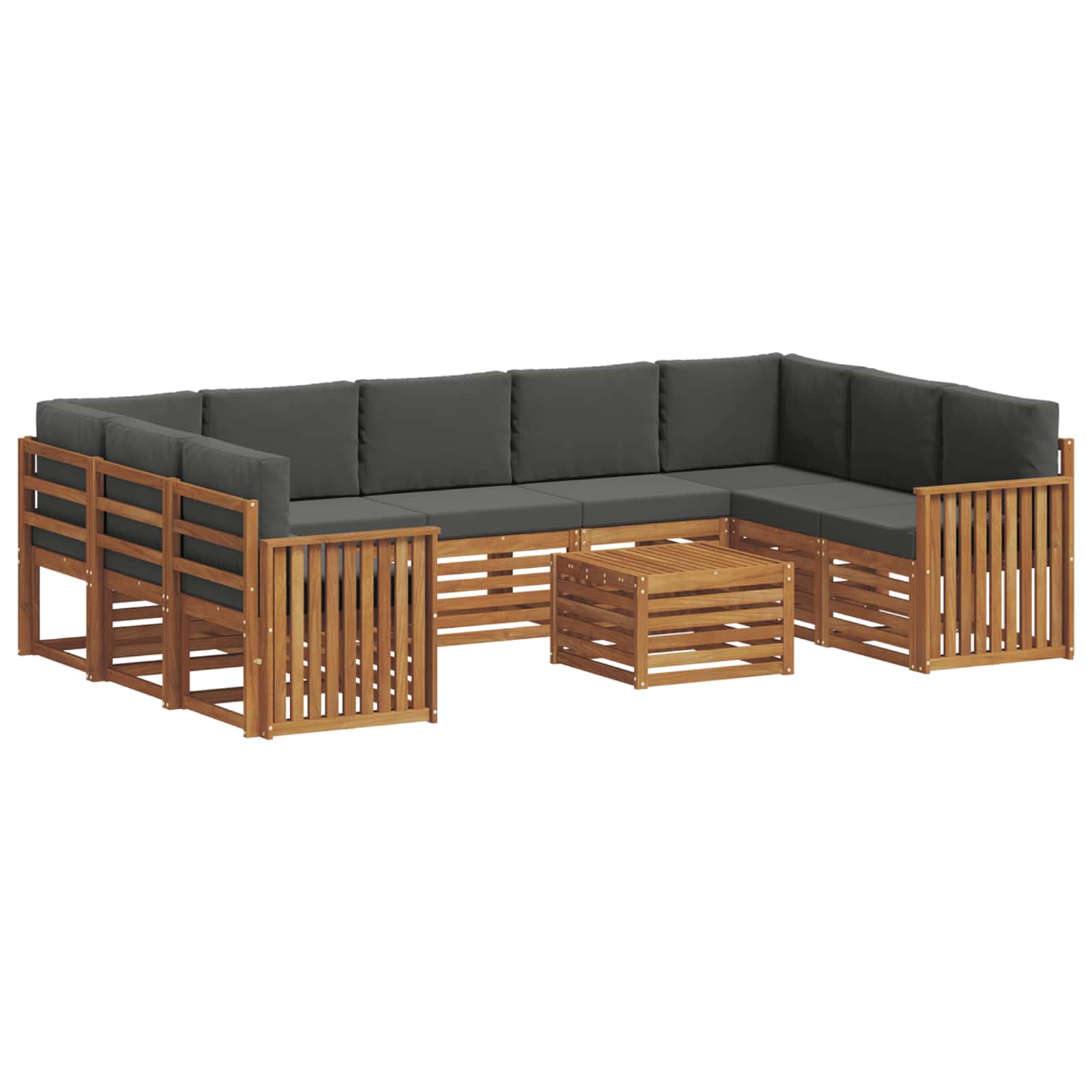 Outdoor-Sofagarnitur 10 stk. Natur und Anthrazit