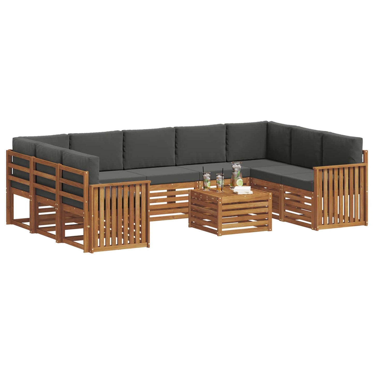Outdoor-Sofagarnitur 10 stk. Natur und Anthrazit