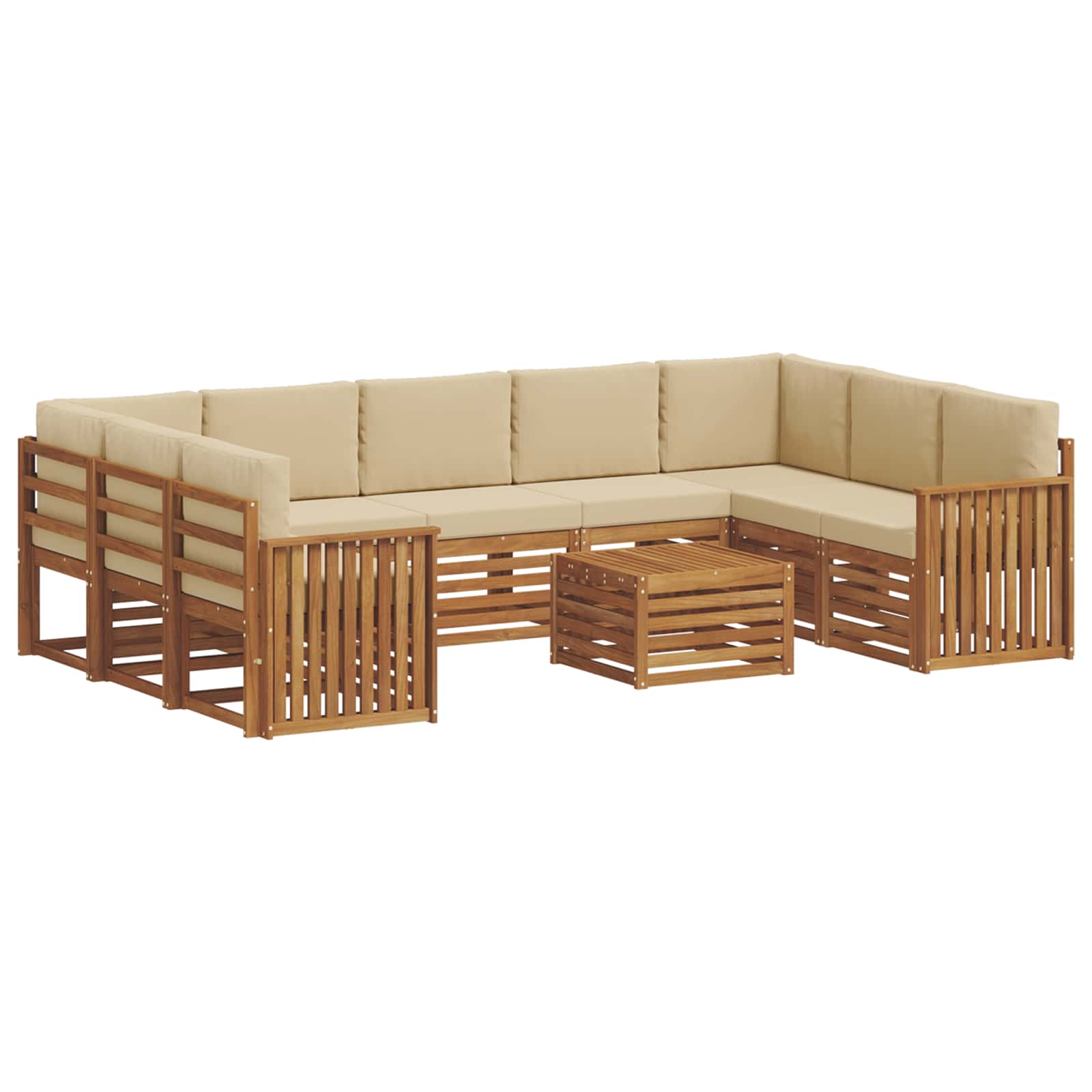 Outdoor-Sofagarnitur 10 stk. Natur und Beige