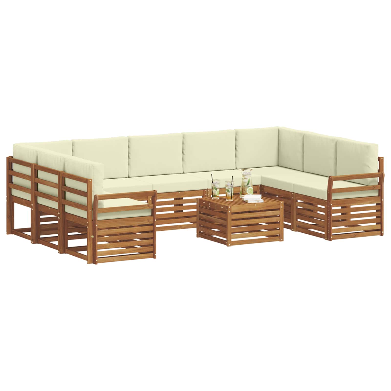 Outdoor-Sofagarnitur 10 stk. Natur und Creme