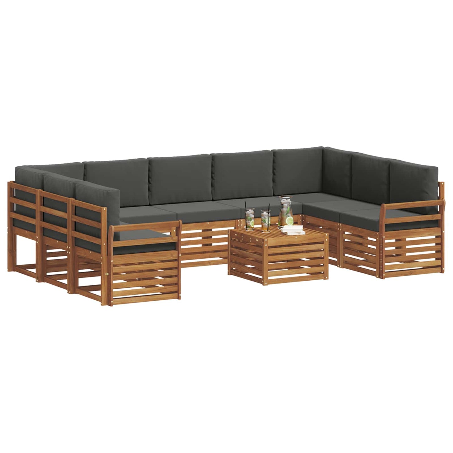 Outdoor-Sofagarnitur 10 stk. Natur und Anthrazit