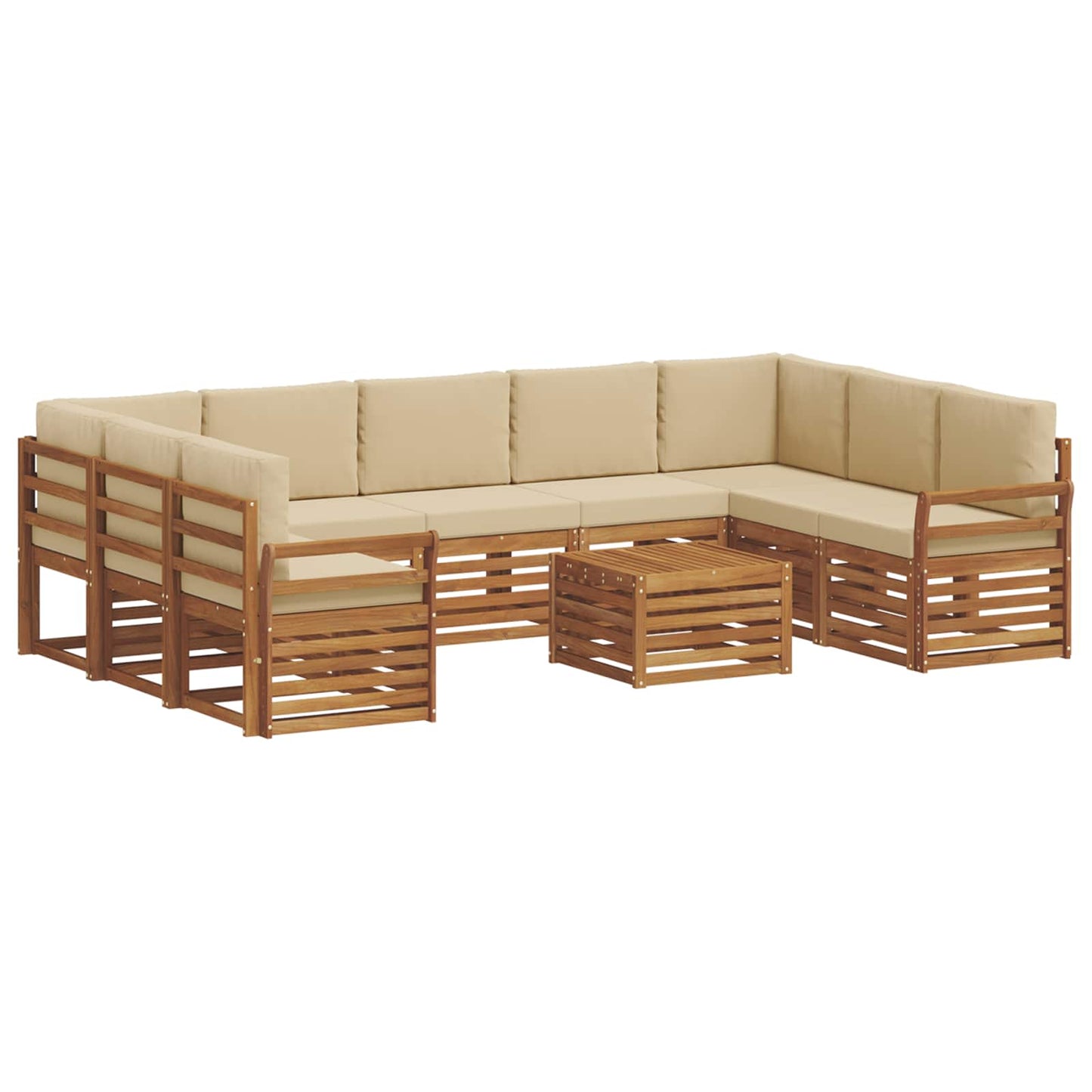 Outdoor-Sofagarnitur 10 stk. Natur und Beige