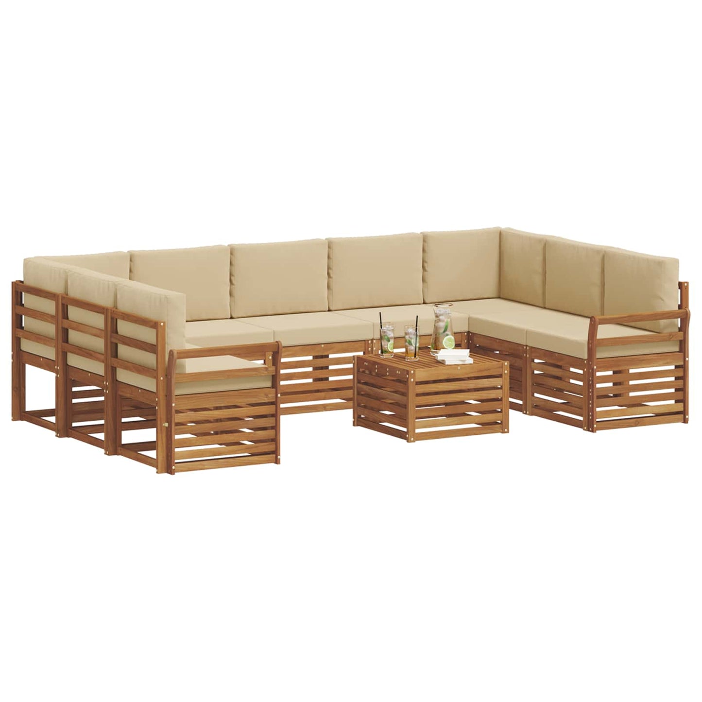Outdoor-Sofagarnitur 10 stk. Natur und Beige