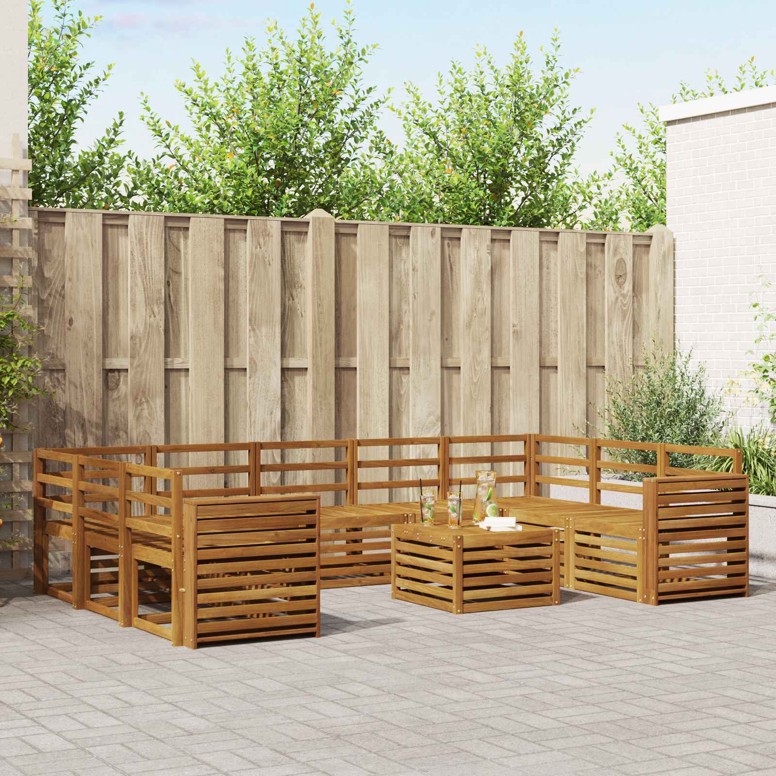 Sofagarnituren 10 pcs Natur Massivholz Akazie