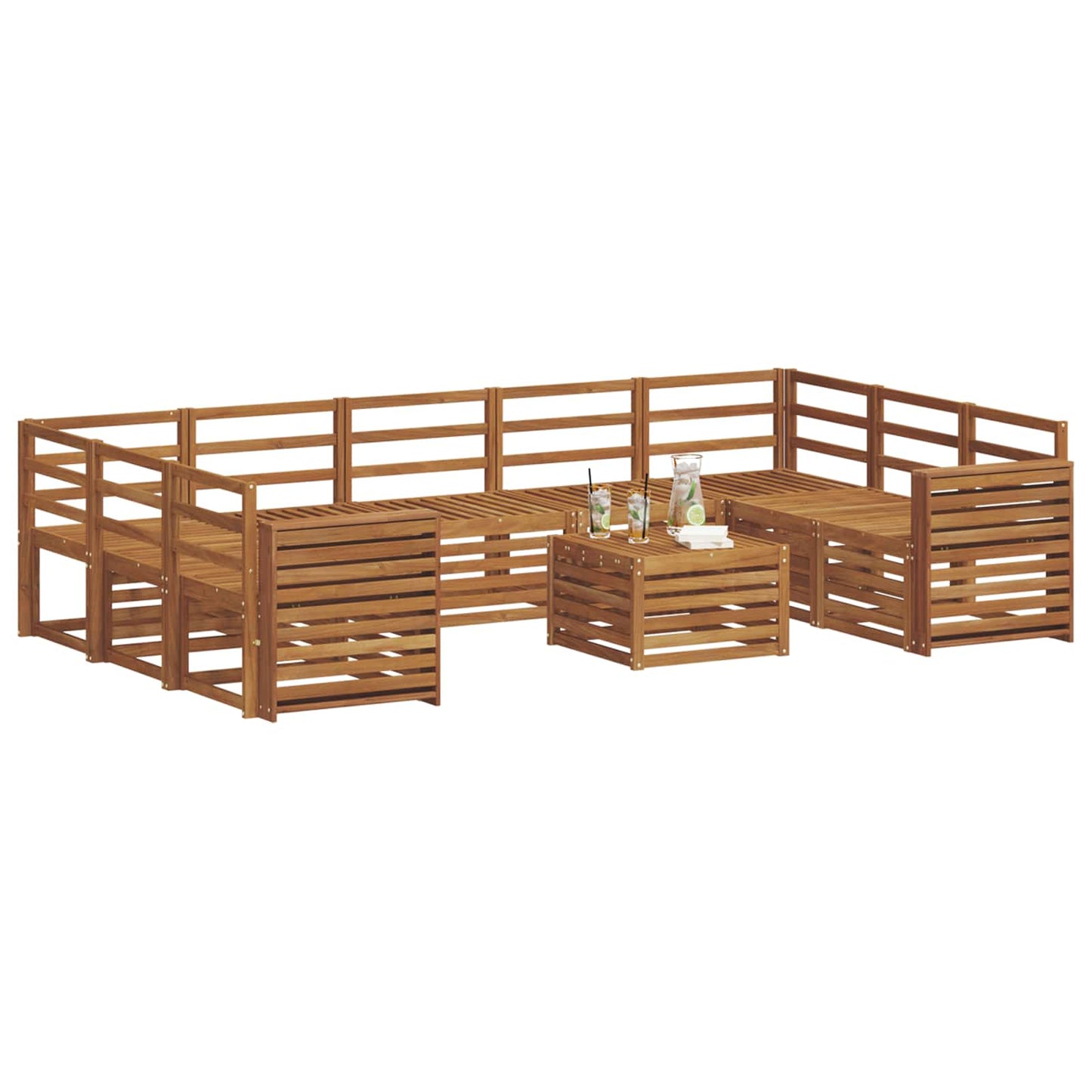 Sofagarnituren 10 pcs Natur Massivholz Akazie