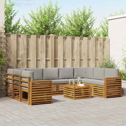 Outdoor-Sofagarnitur 10 stk. Natur und Hellgrau