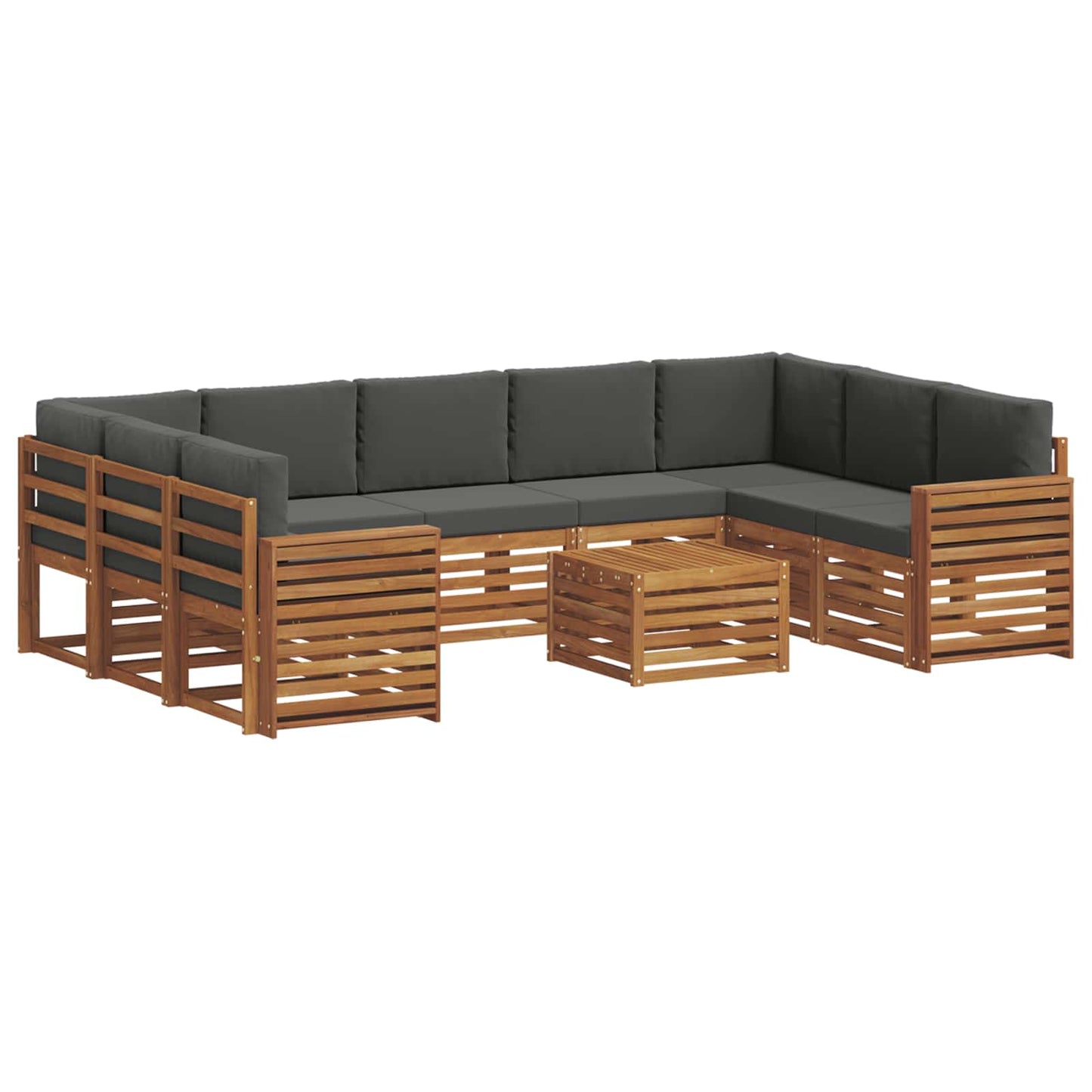 Outdoor-Sofagarnitur 10 stk. Natur und Anthrazit