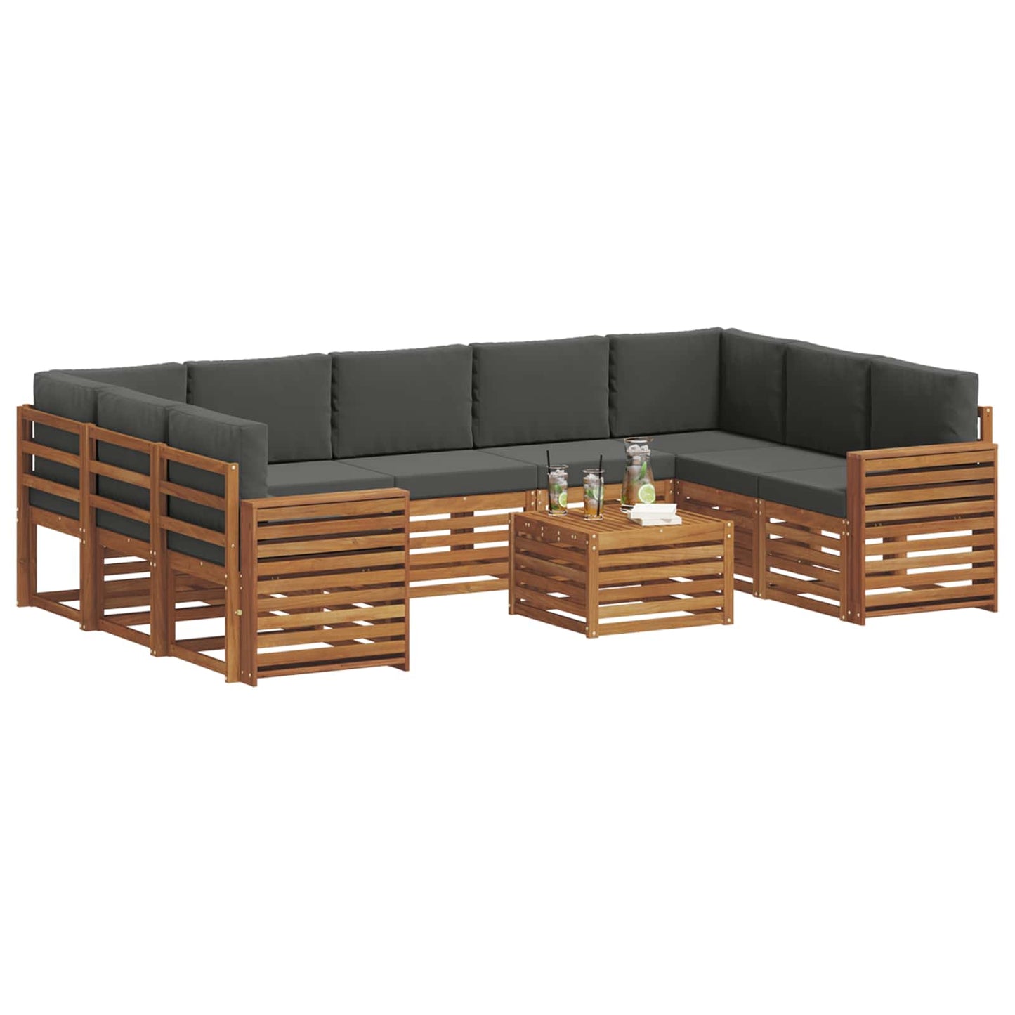 Outdoor-Sofagarnitur 10 stk. Natur und Anthrazit