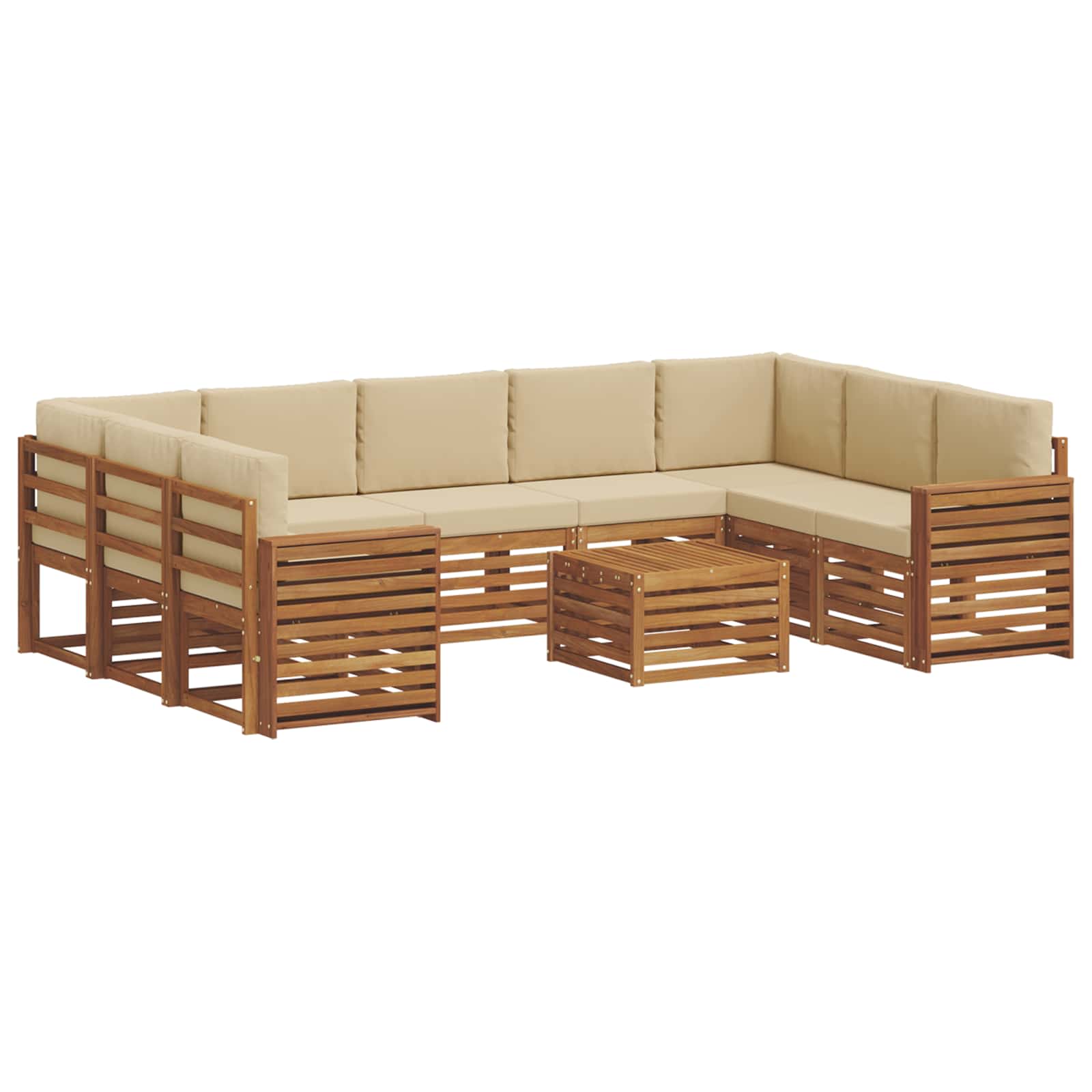 Outdoor-Sofagarnitur 10 stk. Natur und Beige