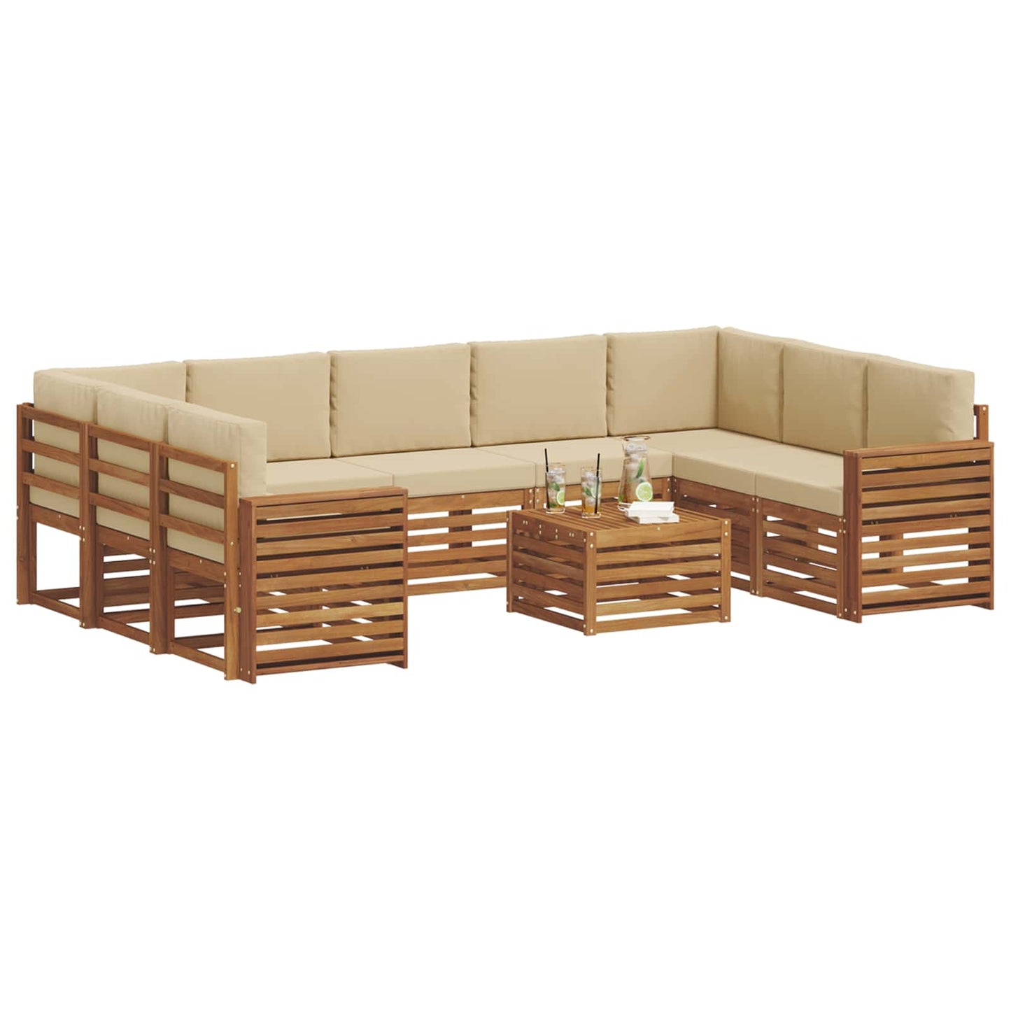 Outdoor-Sofagarnitur 10 stk. Natur und Beige