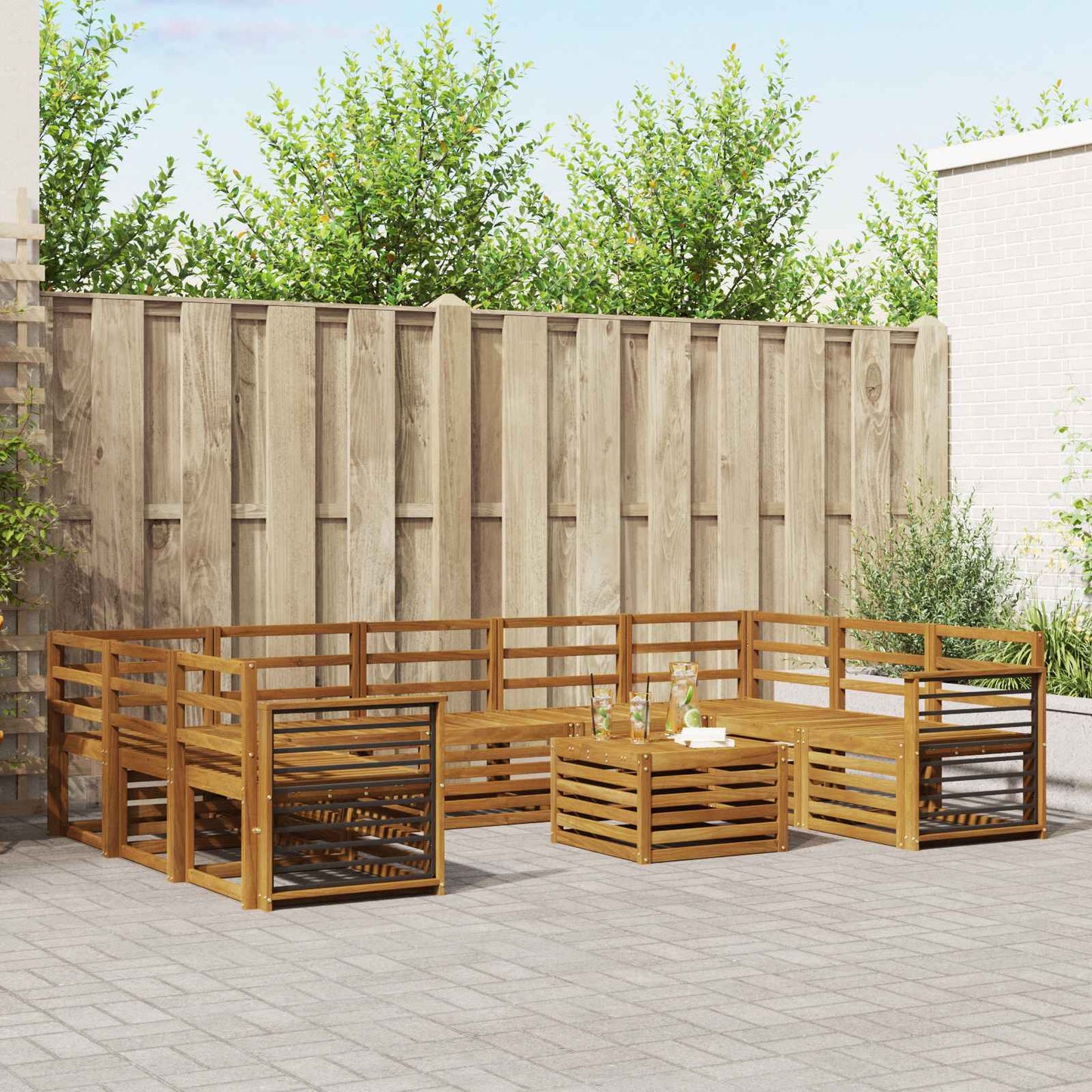 Sofagarnituren 10 pcs Natur Massivholz Akazie