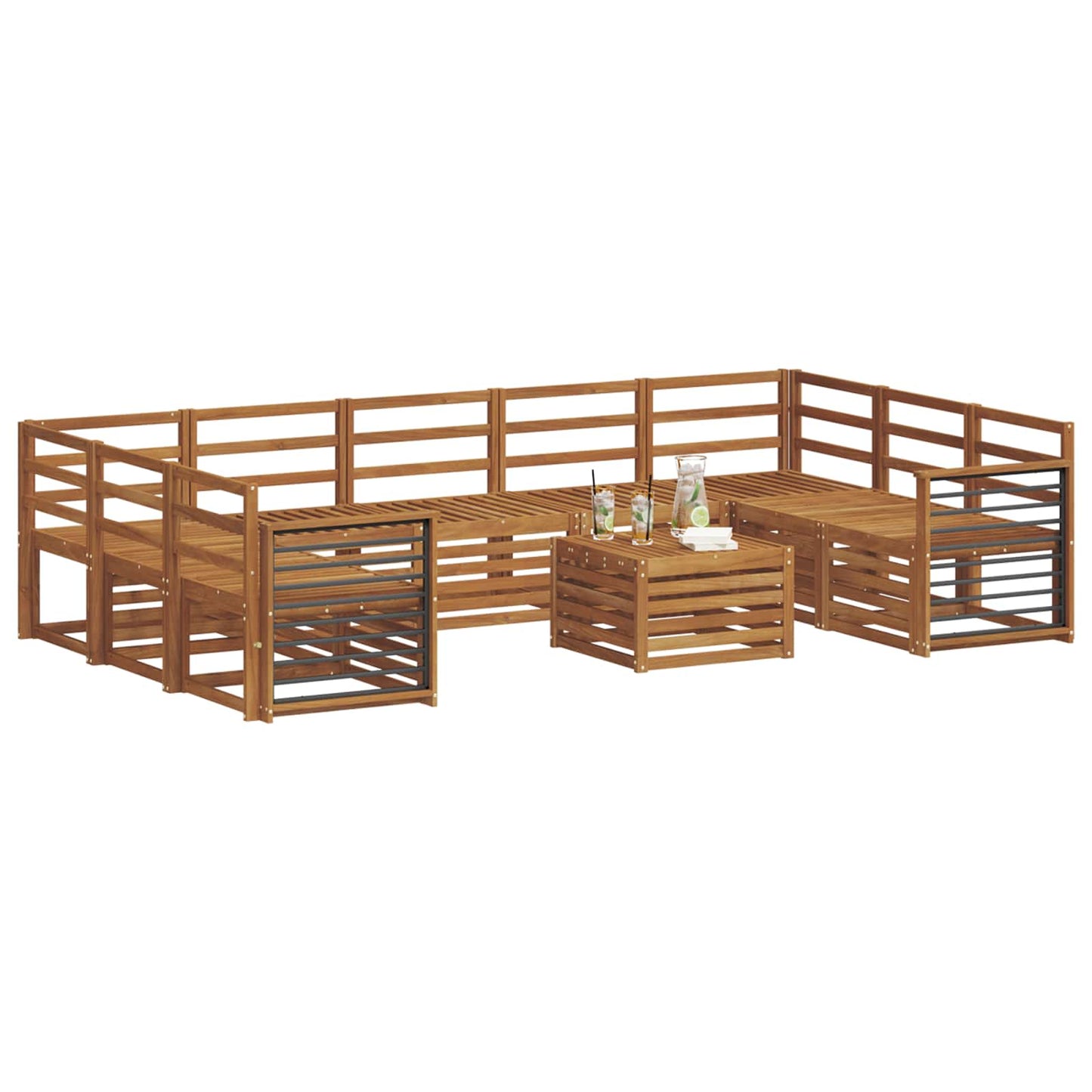 Sofagarnituren 10 pcs Natur Massivholz Akazie