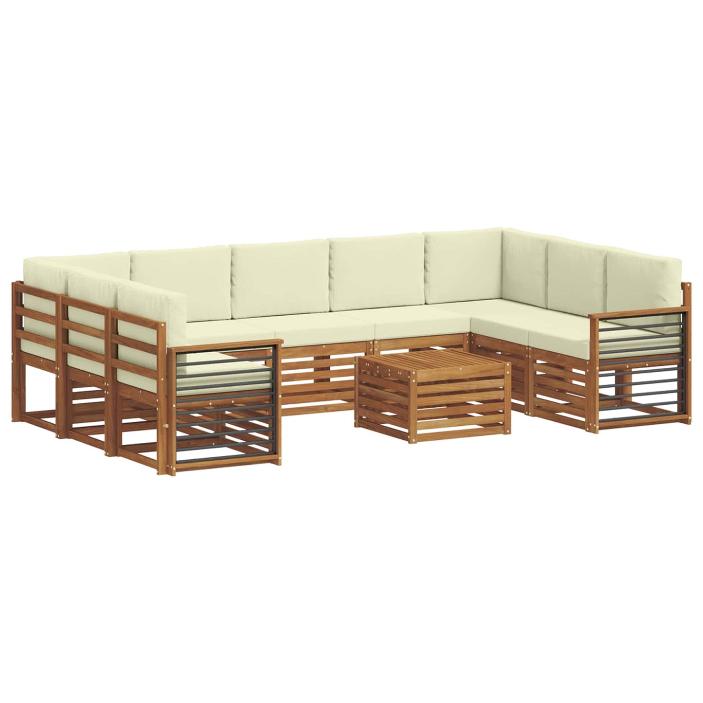 Outdoor-Sofagarnitur 10 stk. Natur und Creme