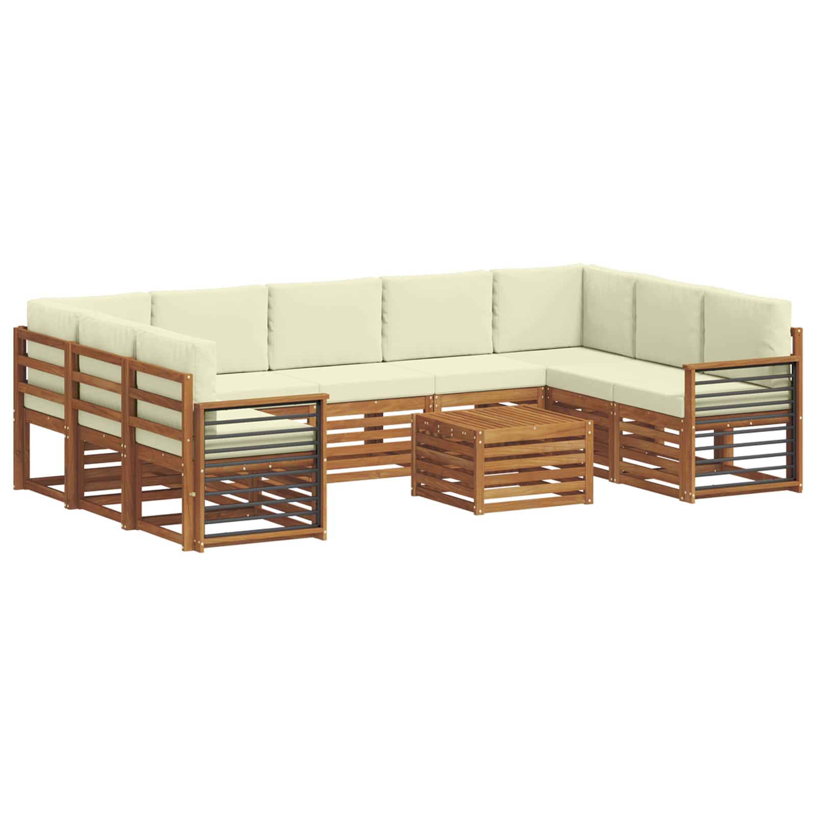 Outdoor-Sofagarnitur 10 stk. Natur und Creme