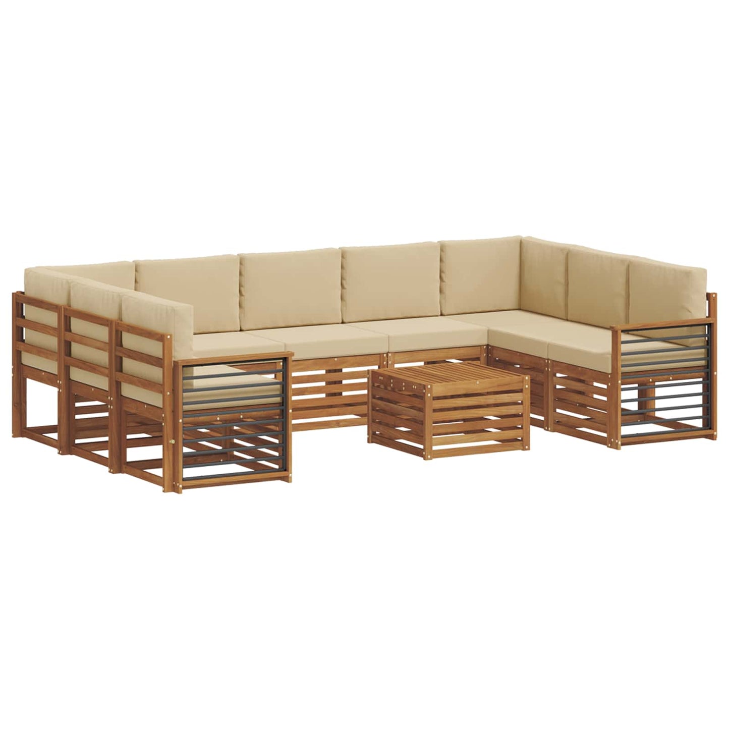 Outdoor-Sofagarnitur 10 stk. Natur und Beige