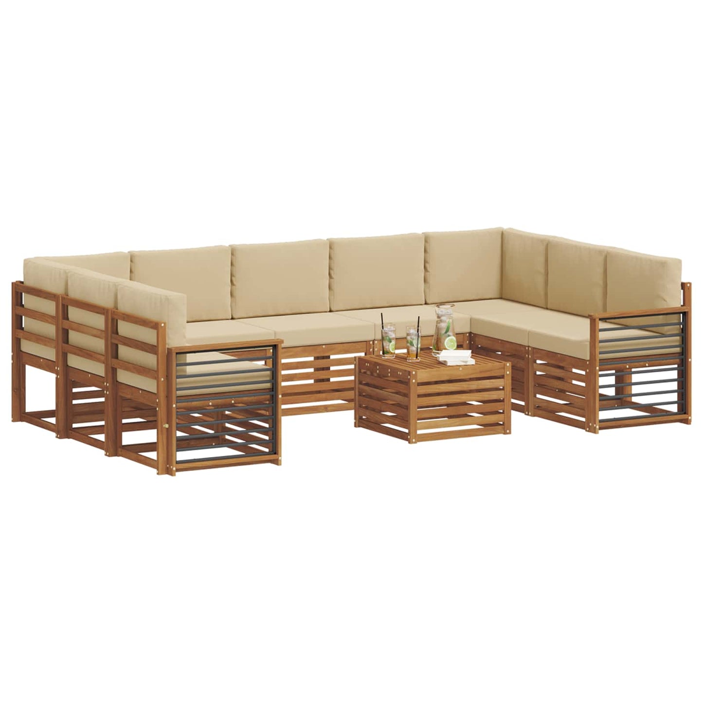 Outdoor-Sofagarnitur 10 stk. Natur und Beige