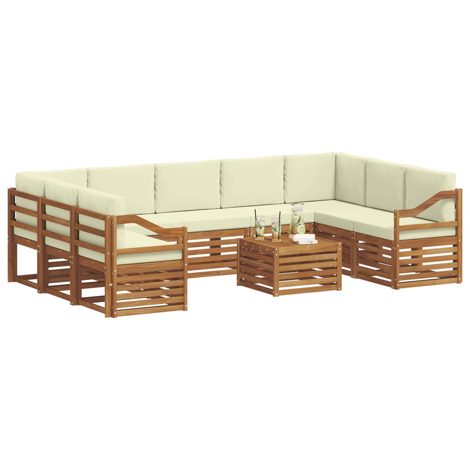 Outdoor-Sofagarnitur 10 stk. Natur und Creme