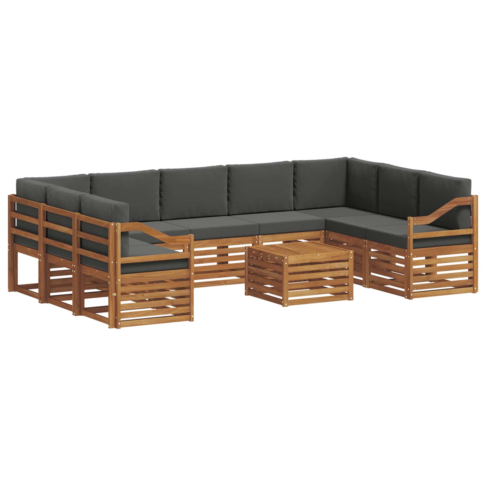 Outdoor-Sofagarnitur 10 stk. Natur und Anthrazit