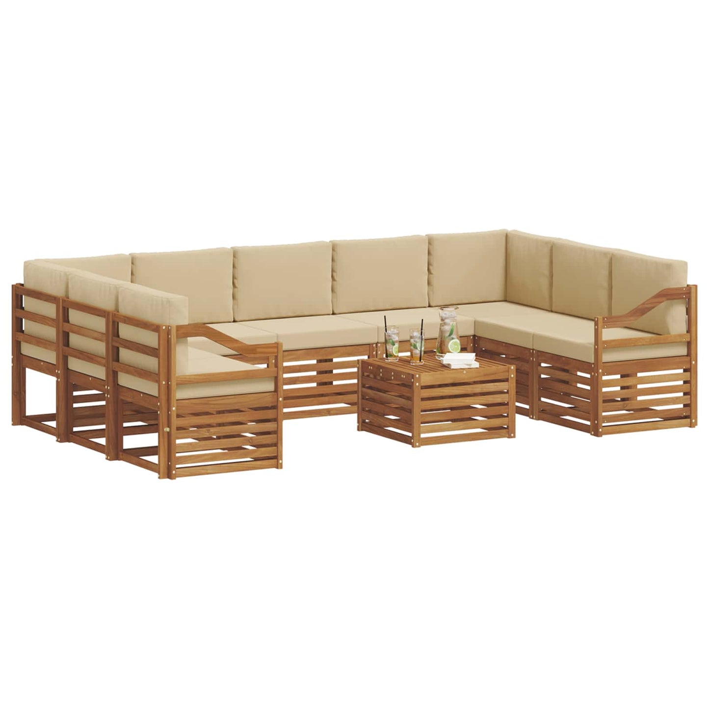 Outdoor-Sofagarnitur 10 stk. Natur und Beige