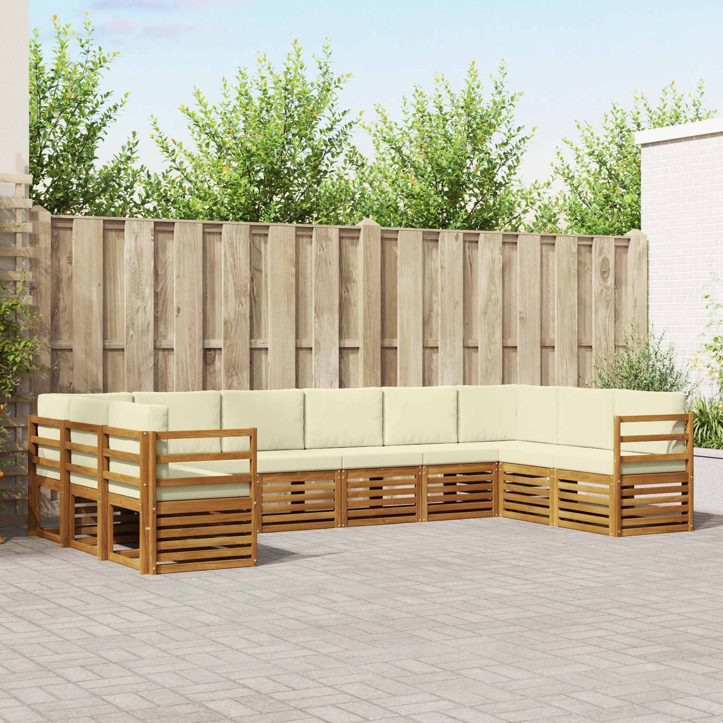 Outdoor-Sofagarnitur 10 stk. Natur und Creme