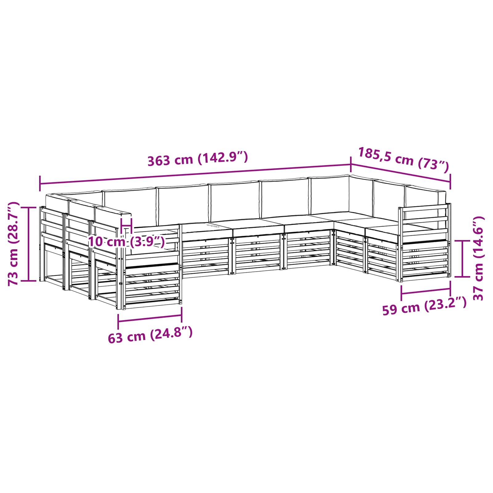 Outdoor-Sofagarnitur 10 stk. Natur und Creme