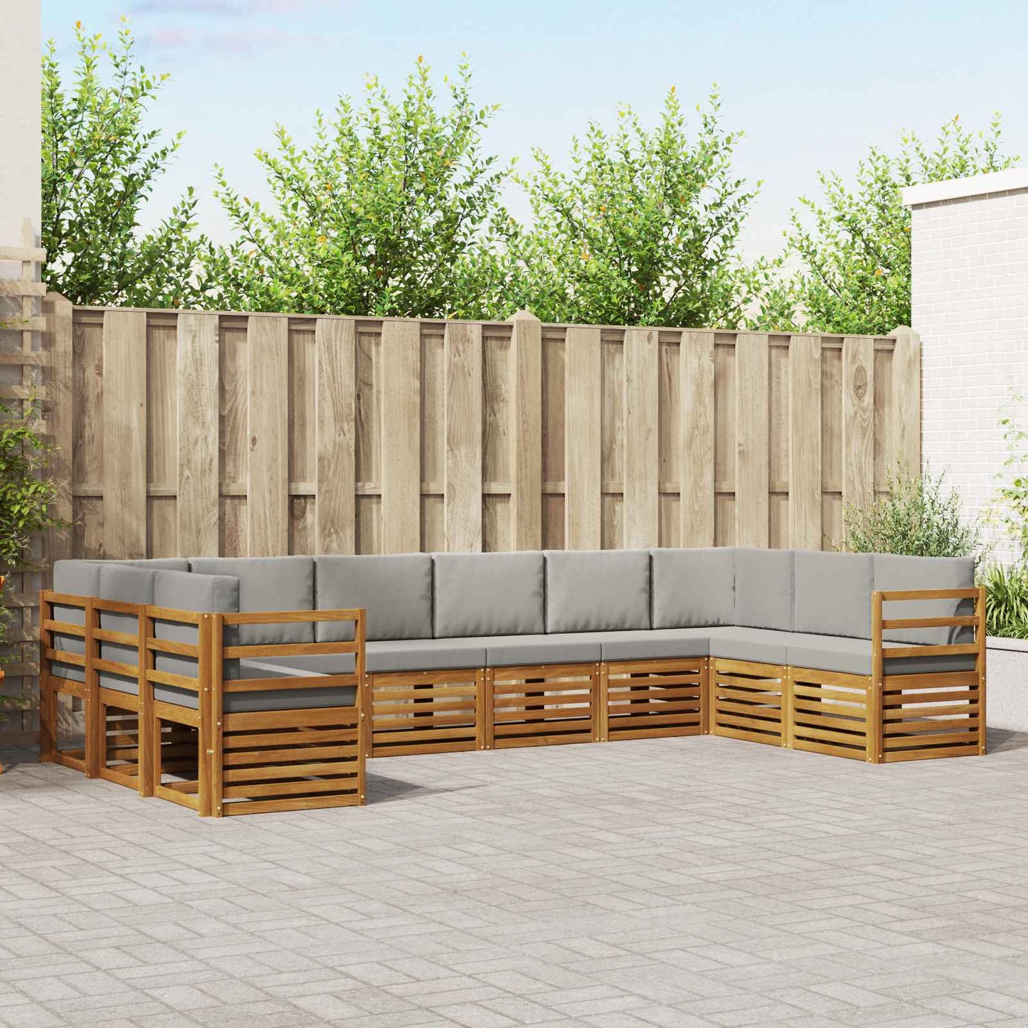 Ecksofa Set mit Kissen 10 pcs Natürlich und Hellgrau