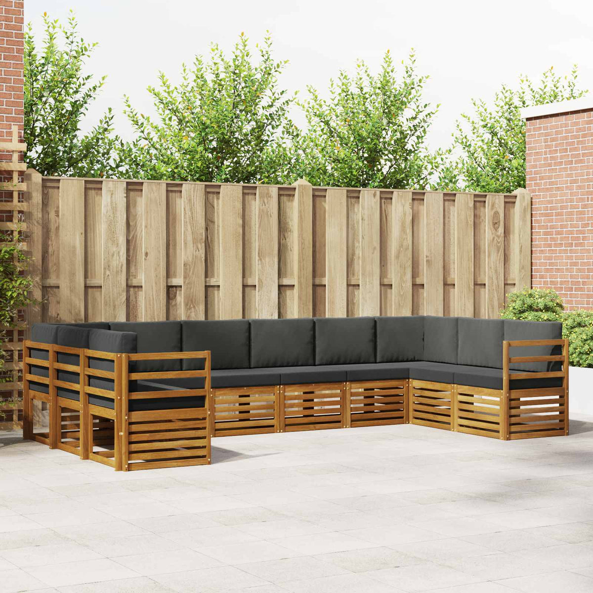 Outdoor-Sofagarnitur 10 stk. Natur und Anthrazit