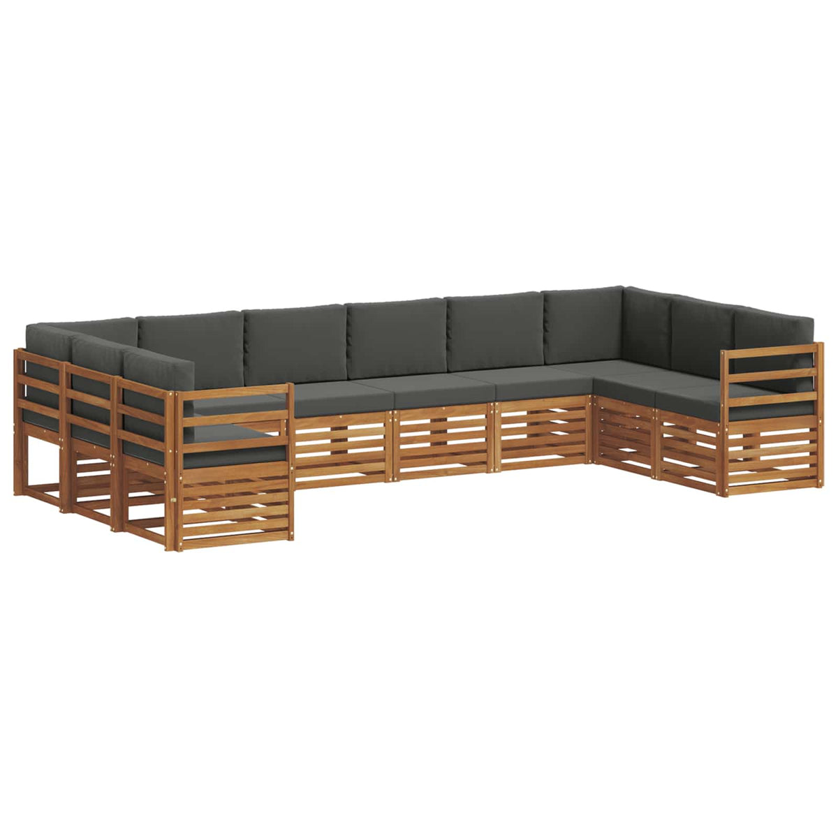 Outdoor-Sofagarnitur 10 stk. Natur und Anthrazit