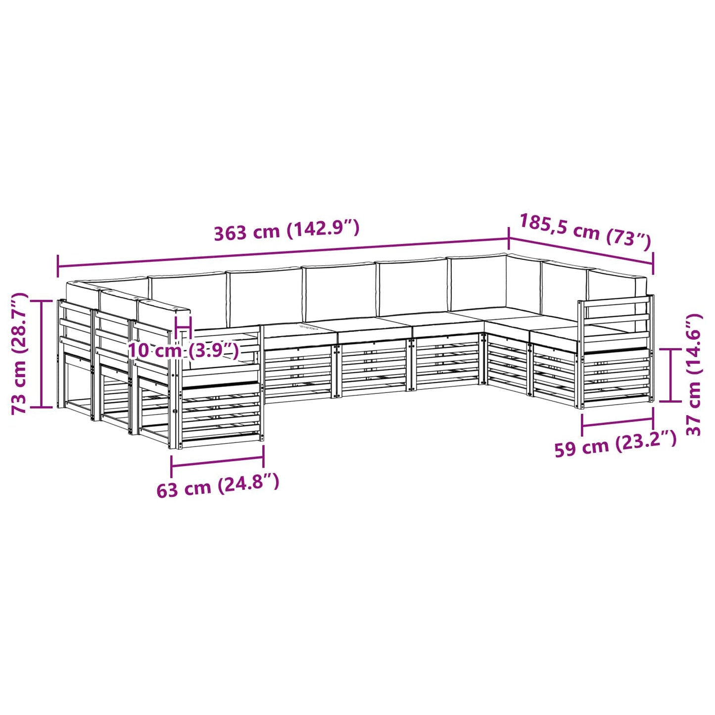 Outdoor-Sofagarnitur 10 stk. Natur und Beige