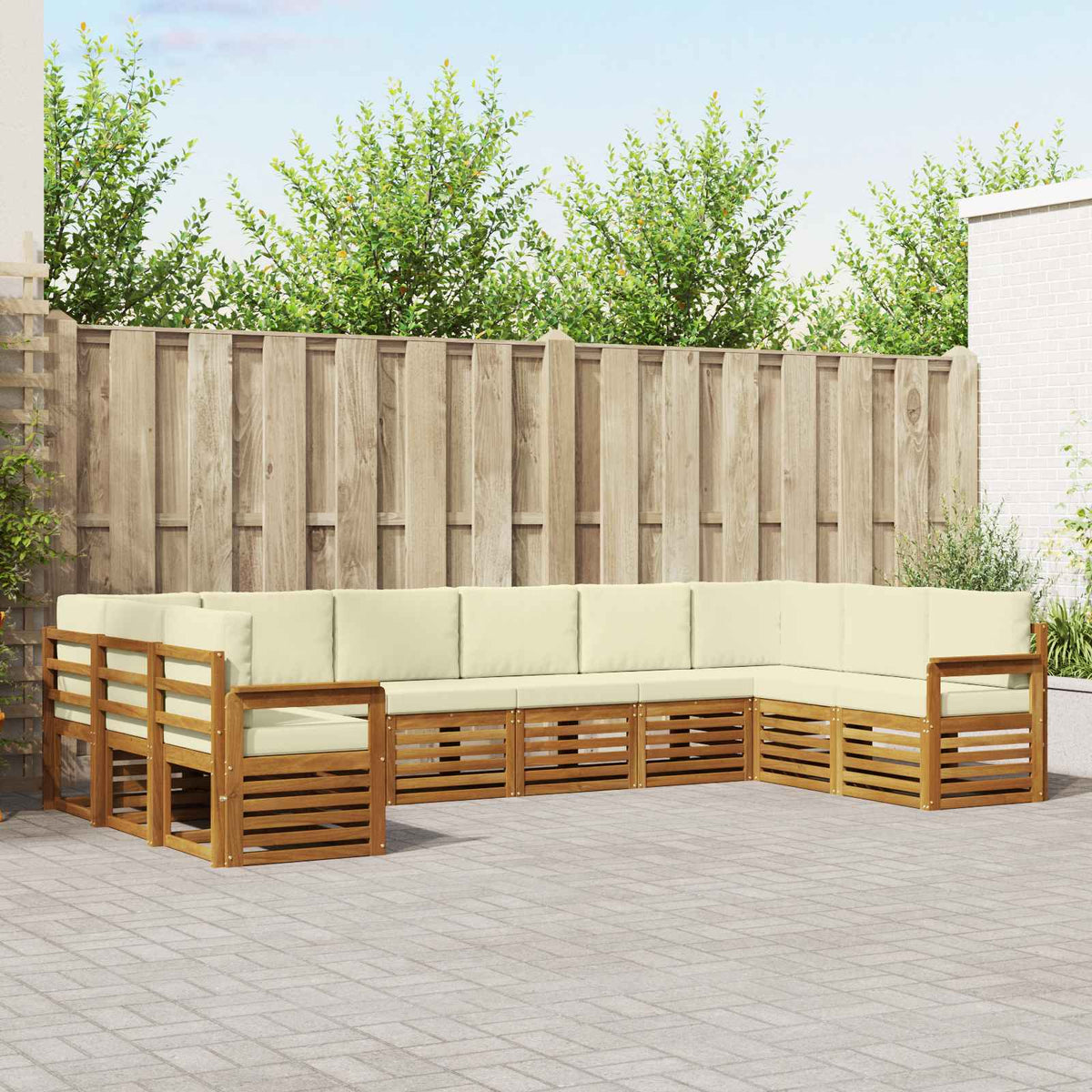 Outdoor-Sofagarnitur 10 stk. Natur und Creme