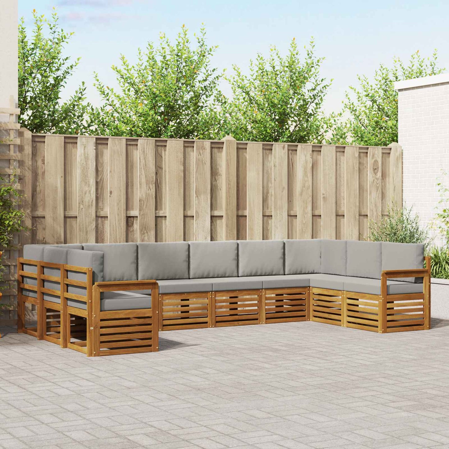 Ecksofa Set mit Kissen 10 pcs Natürlich und Hellgrau