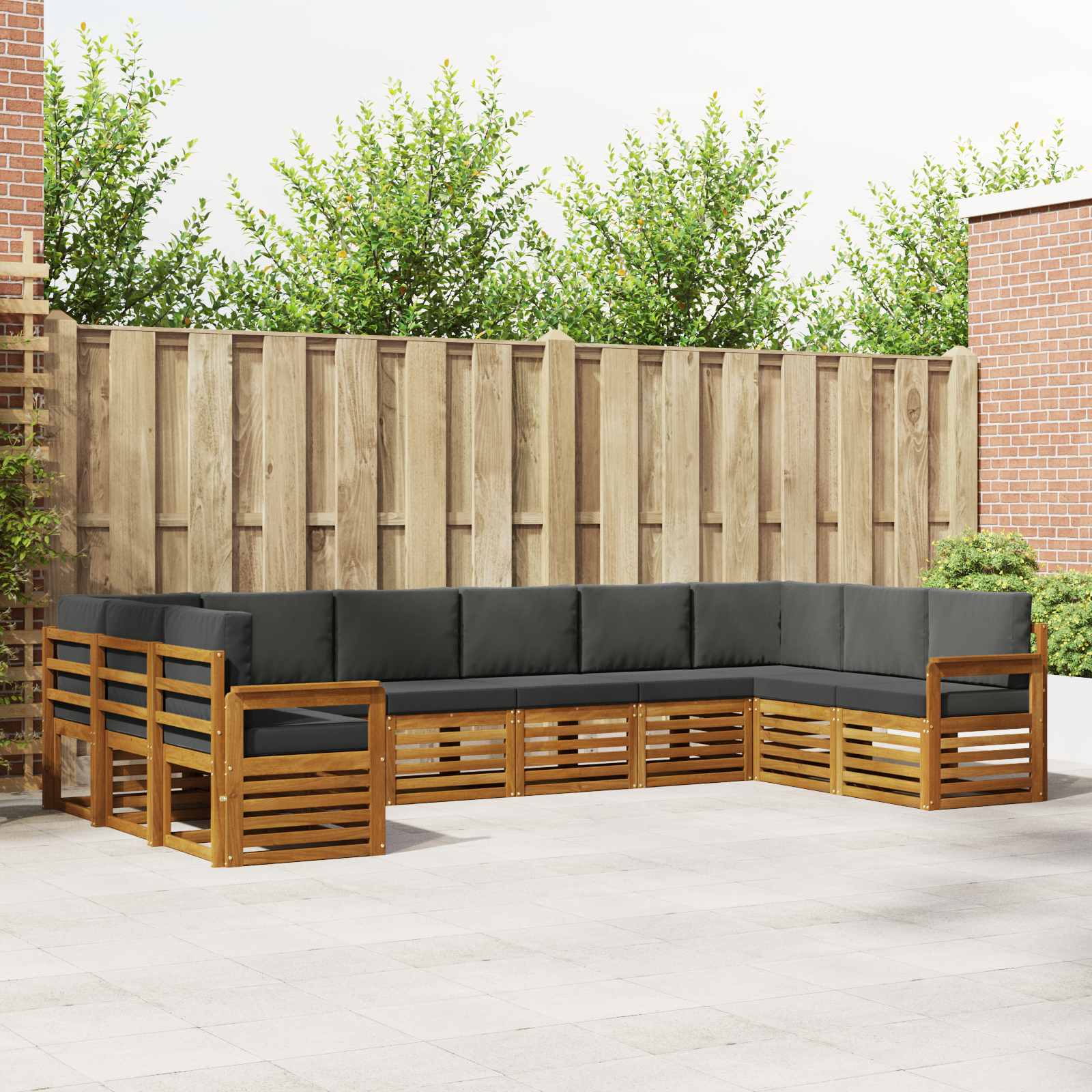 Outdoor-Sofagarnitur 10 stk. Natur und Anthrazit