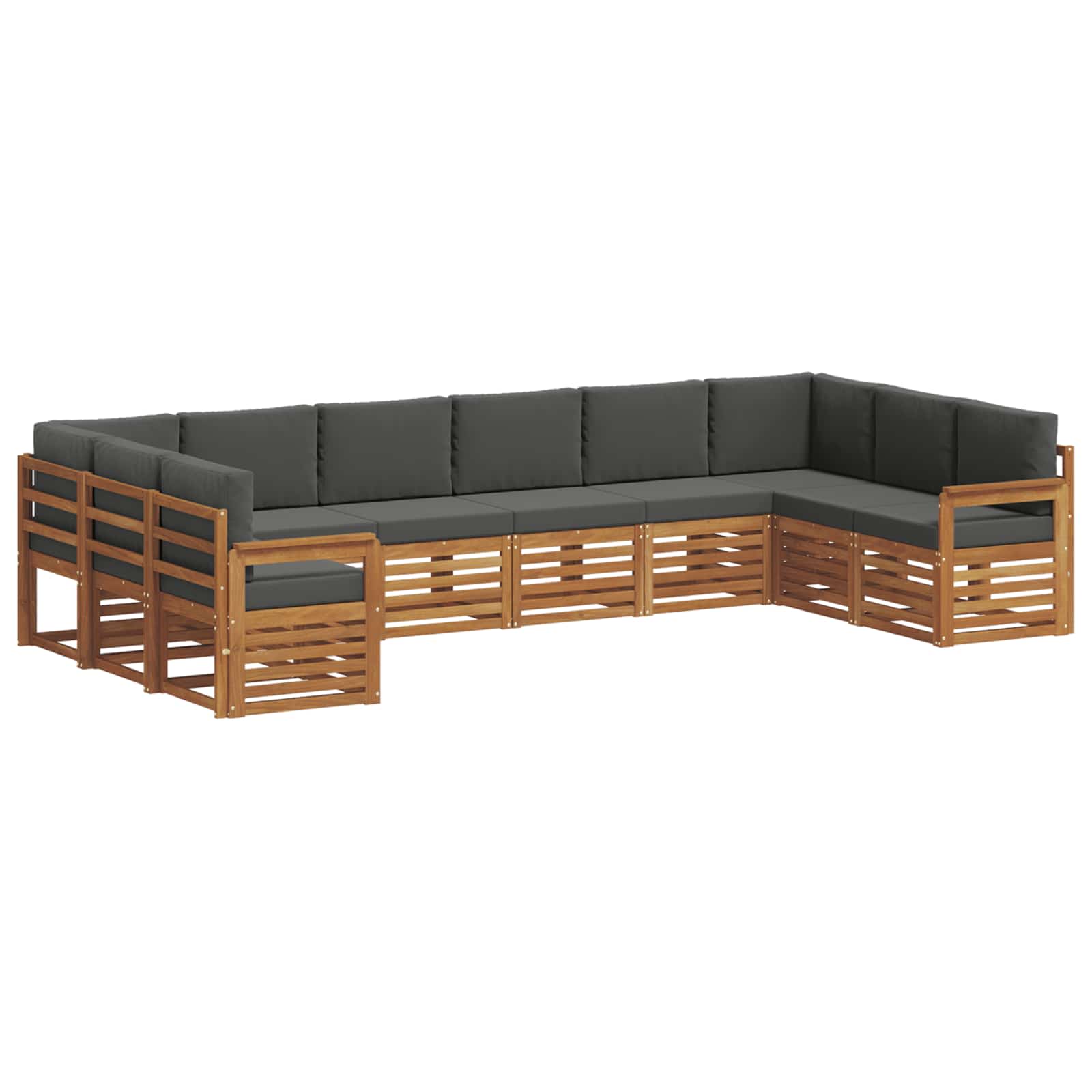 Outdoor-Sofagarnitur 10 stk. Natur und Anthrazit